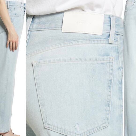 7 For All Mankind High Rise Easy Straight Leg Jeans in Sun Blue Ridge Wash 30 - Picture 11 of 11